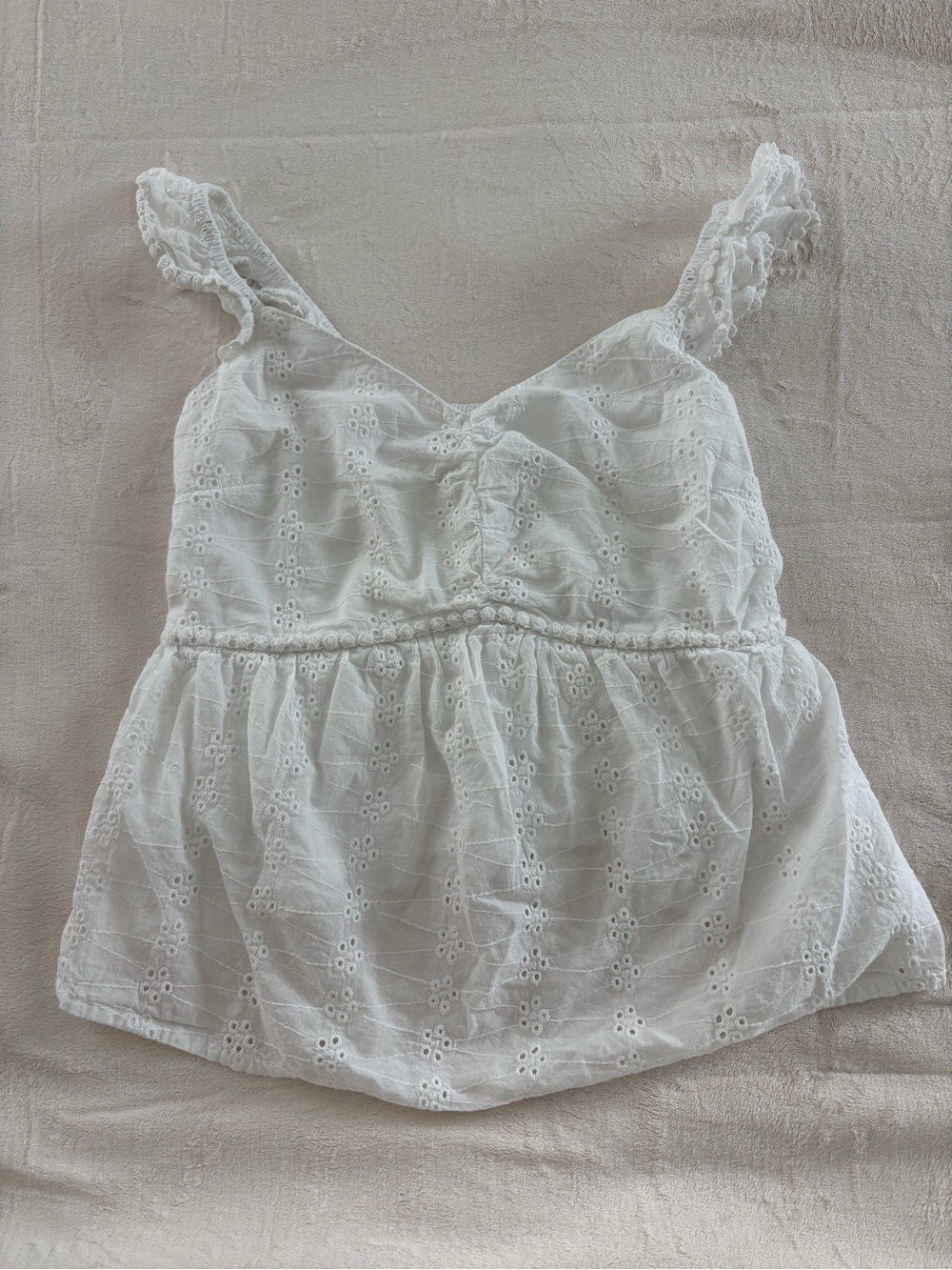 Japna white eyelet top with floral embroidery